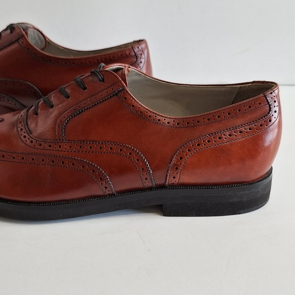 Rockport Brown Leather Wingtip Oxford Shoes with Brogue Detailing Size 13